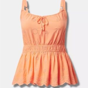 Torrid Coral Eyelet Blouse